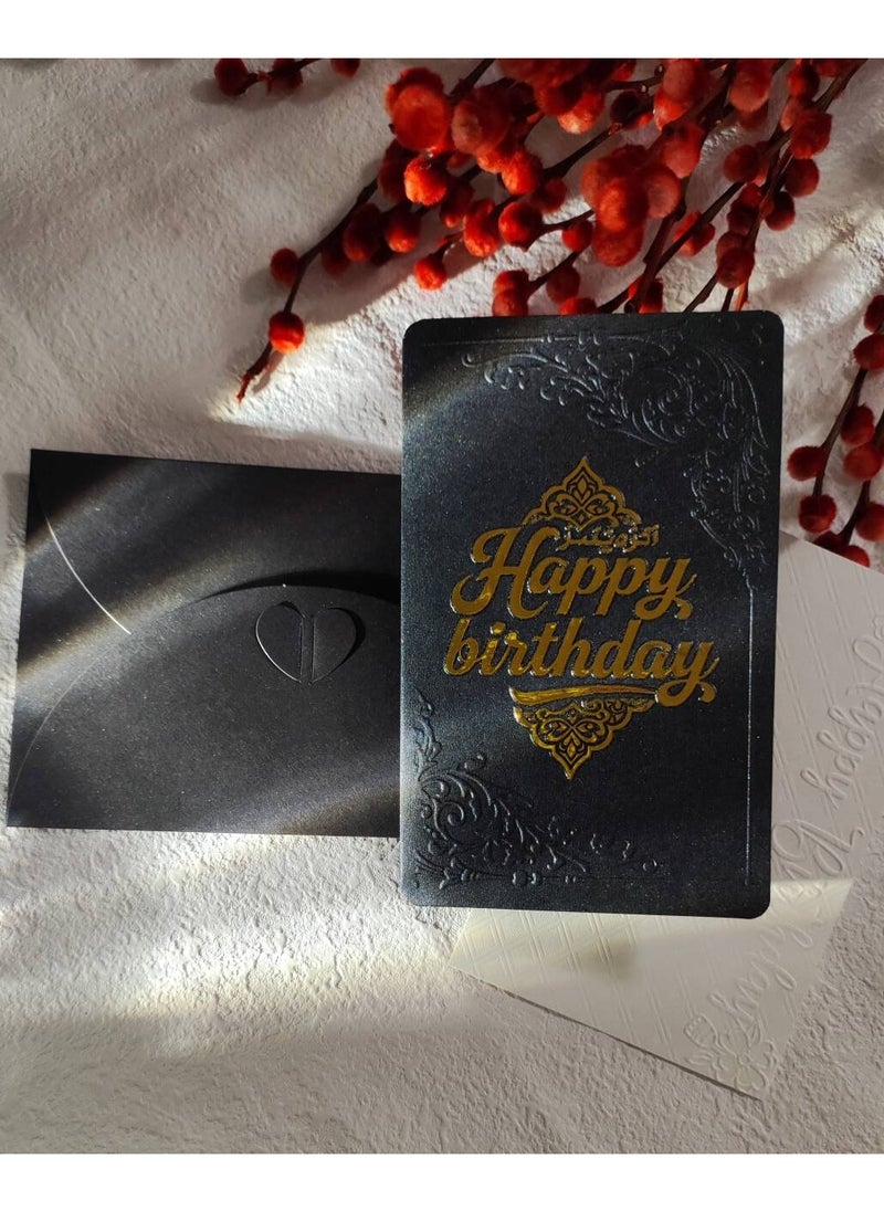 BenQuand Premium Birthday Card with 2D Gold Foil and 2D Embossing Pattern，Luxury Black Happy Birthday to You Card With Envelope，Handmade Gift for Boyfriend,Mum,Daddy，Business Card  - Image 3