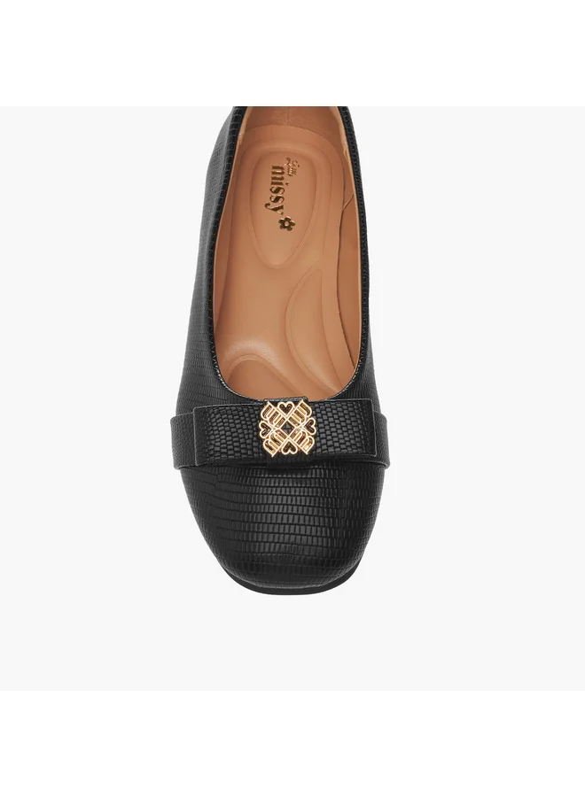 Little Missy Girls Metal Accent Slip-On Ballerina Shoes