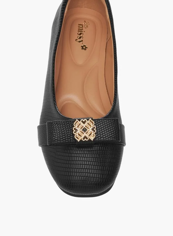 Little Missy BLACK Metal Accent Slip-On Ballerina Shoes for Women | Best Price UAE
