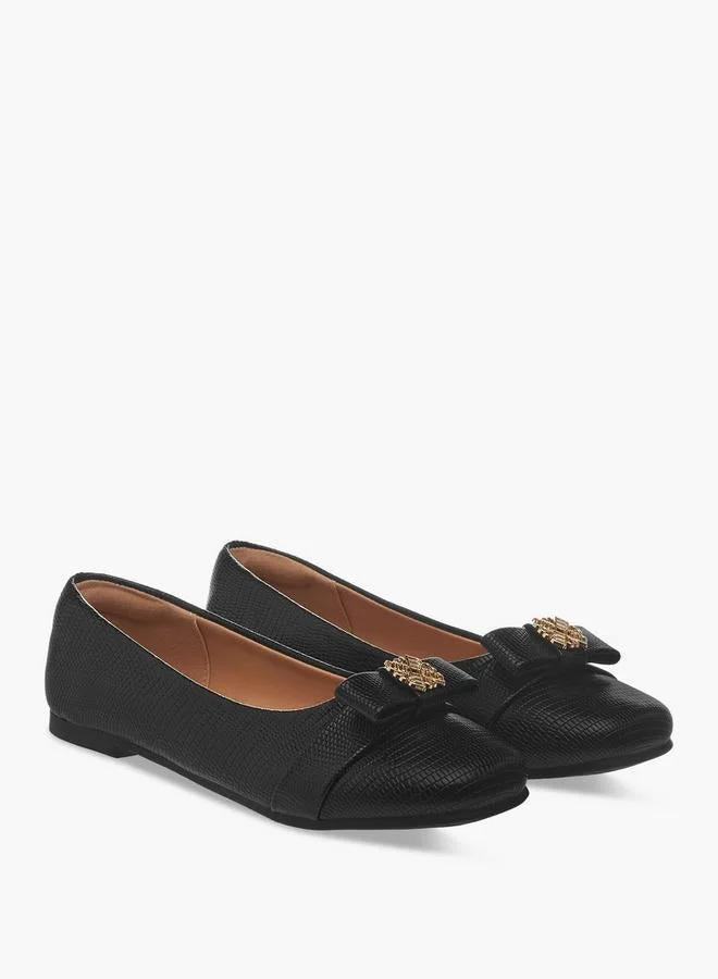 Little Missy BLACK Metal Accent Slip-On Ballerina Shoes for Women | Best Price UAE