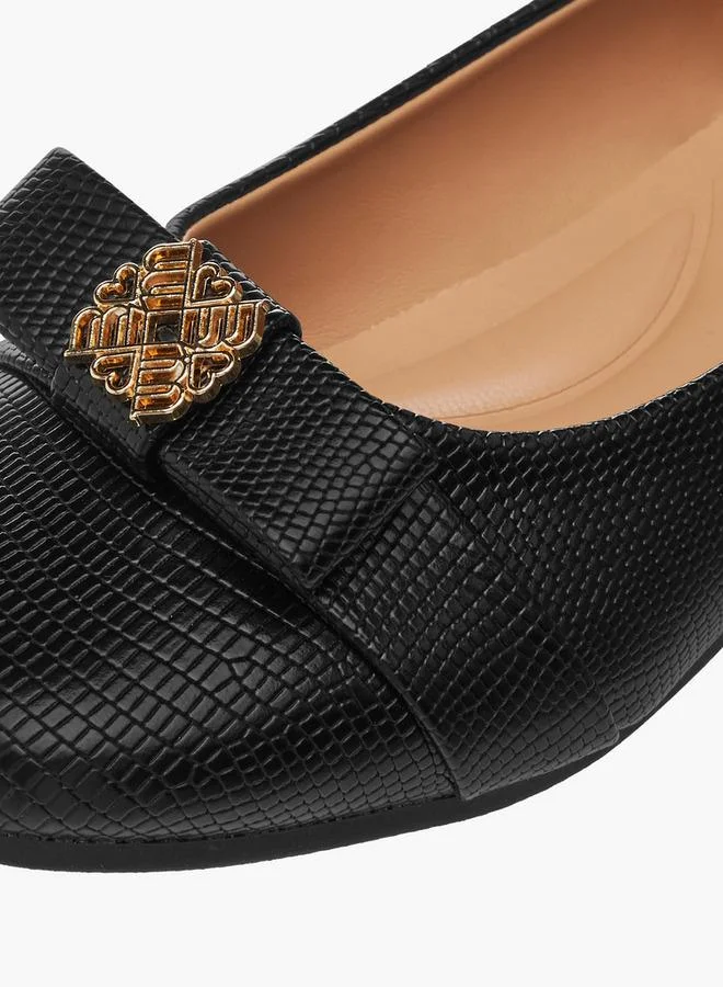 Little Missy BLACK Metal Accent Slip-On Ballerina Shoes for Women | Best Price UAE