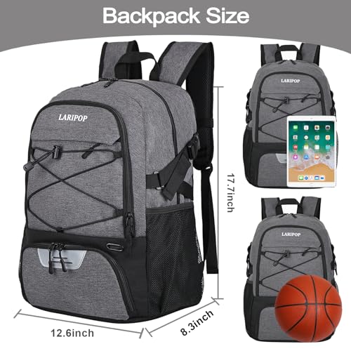 LARIPOP Basketball Bag,Basketball Backpack with Shoe Compartment and Ball Holder,Sport Bags for Soccer,Volleyball,Swim,Gym,Travel,School - Image 2