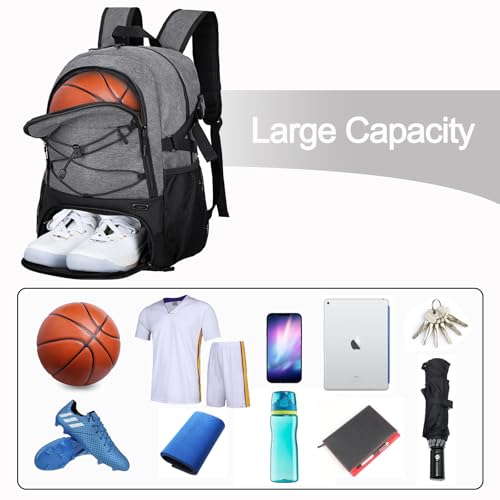LARIPOP Basketball Bag,Basketball Backpack with Shoe Compartment and Ball Holder,Sport Bags for Soccer,Volleyball,Swim,Gym,Travel,School - Image 3