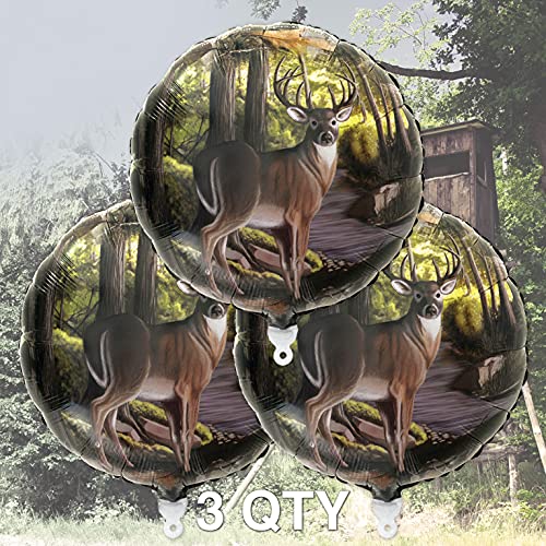 Havercamp Buck Party Balloons 3 pcs 3 Deer 18 Mylar Balloons in Next Camo pattern Camouflage Motif with Beautiful Buck Great for Hunter Themed Party Birthdays Graduations Fathers Day - Image 5