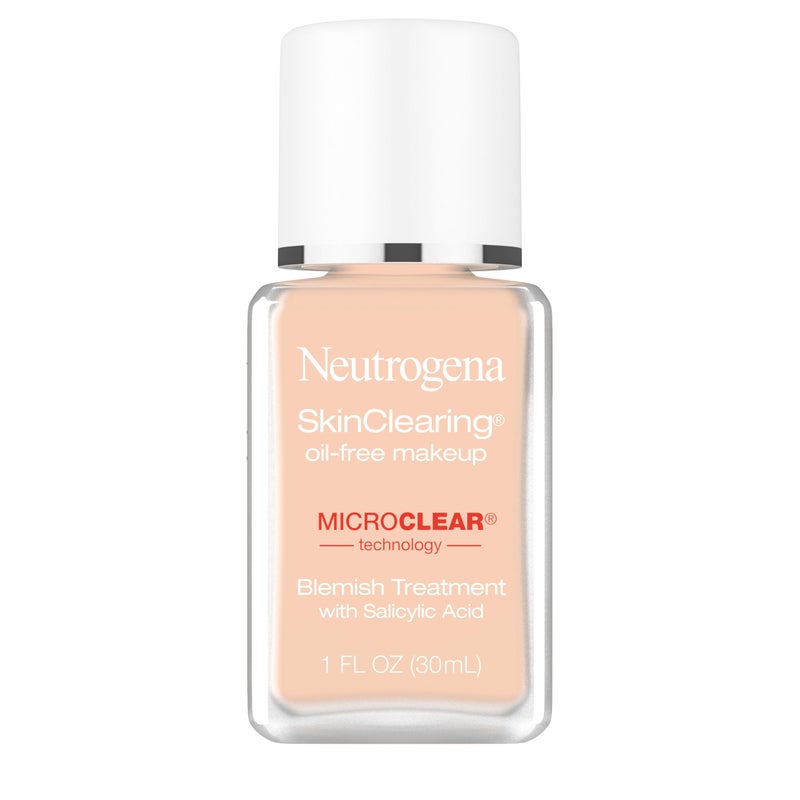 Neutrogena SkinClearing Oil-Free Acne and Blemish Fighting Liquid Foundation with Salicylic Acid Acne Medicine, Shine Controlling, for Acne Prone Skin, 80 Medium Beige, 1 fl. oz - Image 1