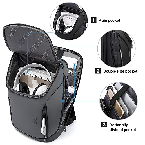 BANGE Business Smart Backpack Waterproof fit 15.6 Inch Laptop Backpack with USB Charging Port,Travel Durable Backpack (Grey) - Image 4