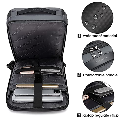 BANGE Business Smart Backpack Waterproof fit 15.6 Inch Laptop Backpack with USB Charging Port,Travel Durable Backpack (Grey) - Image 2