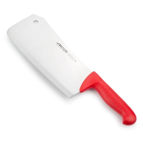 Arcos Butcher Knife 9 inch Nitrum Stainless Steel. Cleaver Knife. Polypropylene Red Handle. Color Identification System for Prolonged and Heavy Use. 2900 Series. Color Red. - Image 1