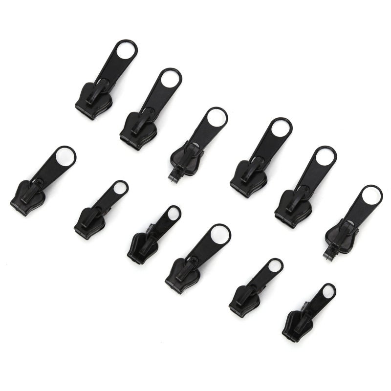 12Pcs Universal Zipper Head Repair Kit Replacement for DIY Jackets Jeans Trousers Coats WalletsBlack - Image 2