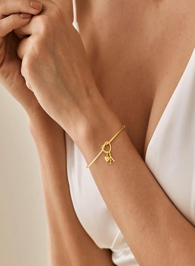 M MOOHAM Knot Initial Bracelets for Women, Bridesmaid Gifts, Bridesmaids Proposal Gifts Matron of Honor Gift Friendship Bracelets Letter S Heart Initial Bracelet Jewelry - Image 2
