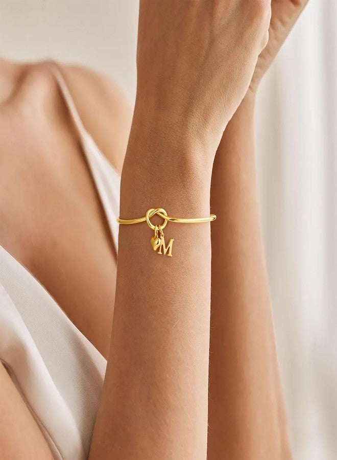 M MOOHAM Knot Initial Bracelets for Women, Bridesmaid Gifts, Bridesmaids Proposal Gifts Matron of Honor Gift Friendship Bracelets Letter S Heart Initial Bracelet Jewelry - Image 3