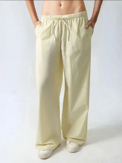 HICCUP Elastic Waist Striped Cotton Lounge Bottoms