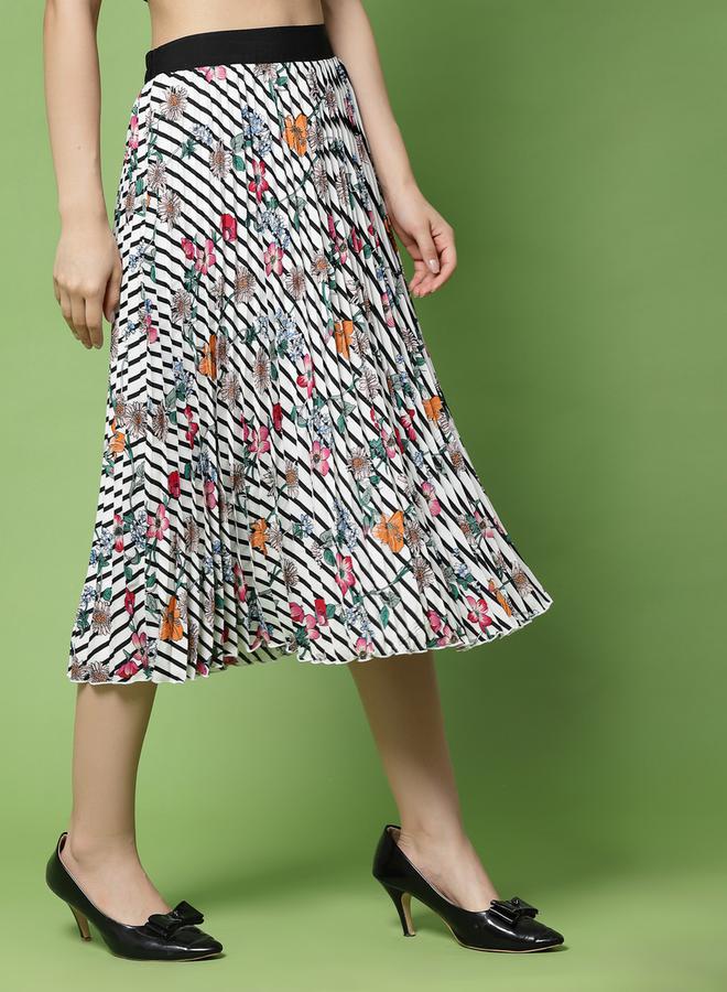 كاجوالي كاسواللي تنورة ميدي بطبعات زهور مطوية - Image 2