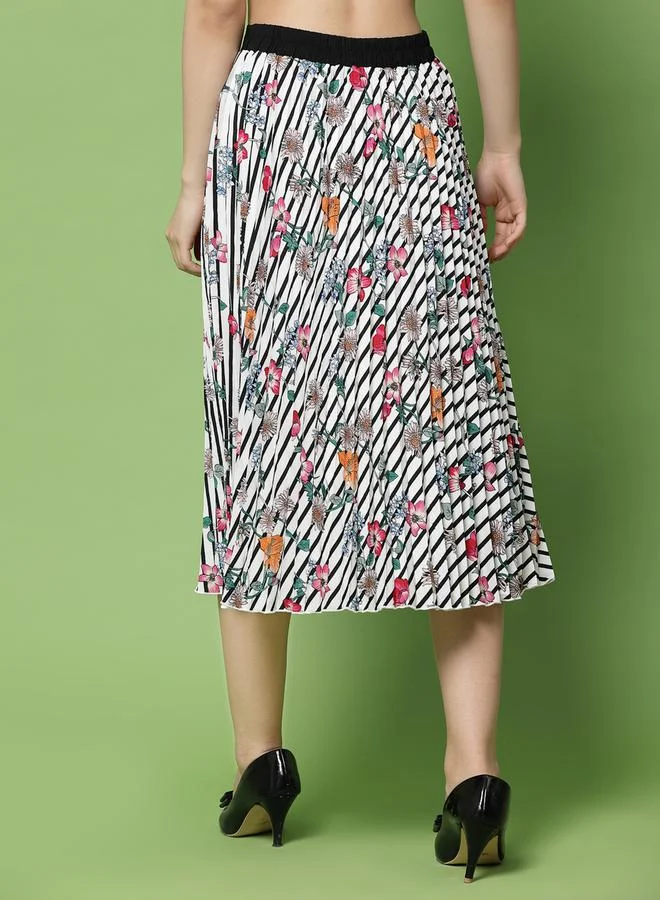 Kassually Kassually Floral Print Pleated Midi Skirt