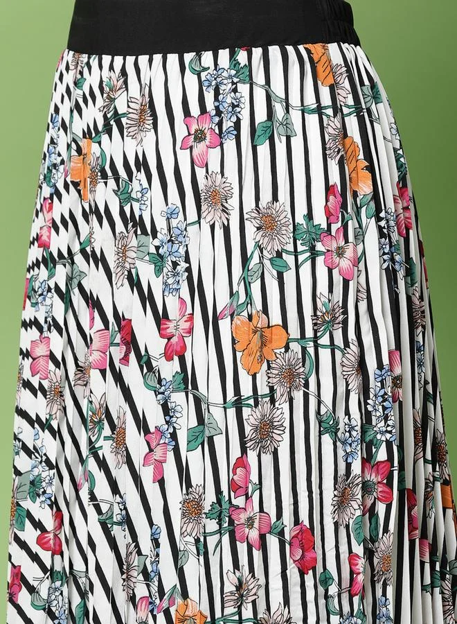 Kassually Kassually Floral Print Pleated Midi Skirt