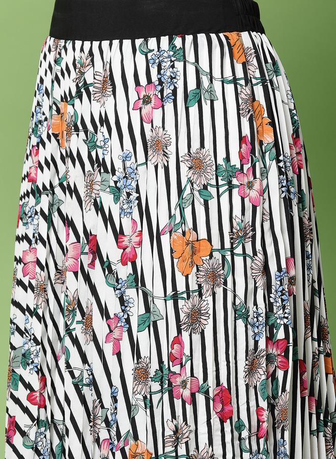 كاجوالي كاسواللي تنورة ميدي بطبعات زهور مطوية - Image 4