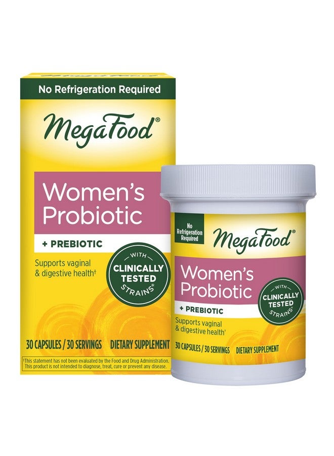 ميغافود MegaFood Womens Probiotic + Prebiotic - بريبيوتيك وبروبيوتيك خاليان من الجلوتين للنساء، يدعم صحة الجهاز الهضمي وانتظامه، بروبيوتيك مهبلي لمستويات حموضة صحية، نباتي - 30 كبسولة - Image 1