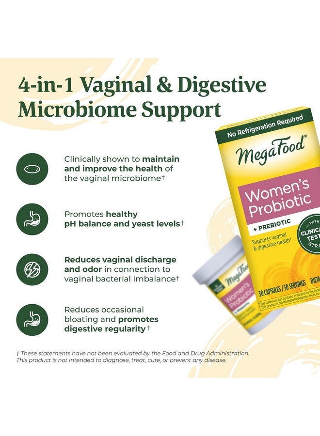 ميغافود MegaFood Womens Probiotic + Prebiotic - بريبيوتيك وبروبيوتيك خاليان من الجلوتين للنساء، يدعم صحة الجهاز الهضمي وانتظامه، بروبيوتيك مهبلي لمستويات حموضة صحية، نباتي - 30 كبسولة - Image 3