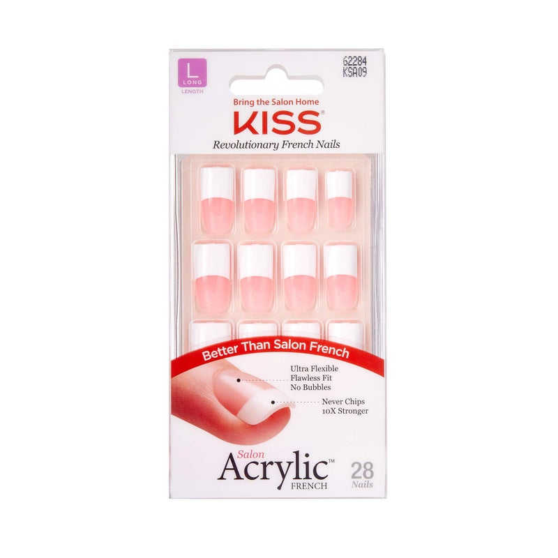 Kiss Salon Acrylic French Kit Team Player Long (2 Pack) - Image 1