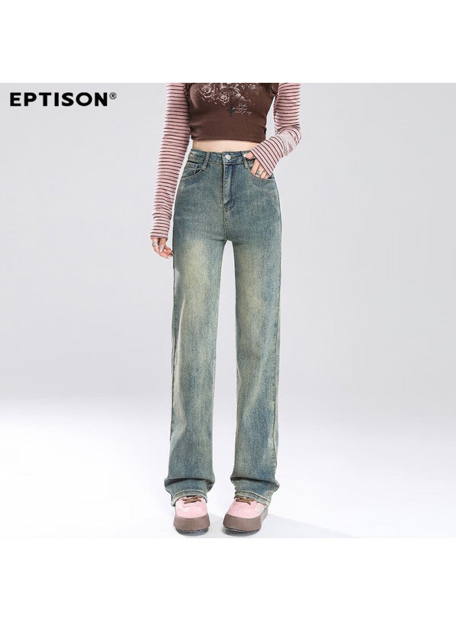 EPTISON Yipintiancheng Women's Vintage Baguette High-waist Straight-leg Jeans Autumn Slim Fit Versatile Comfortable Stretch Pants For Women - Image 2
