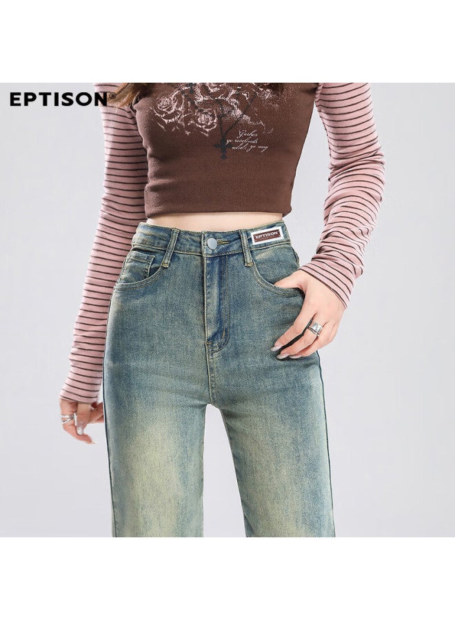 EPTISON Yipintiancheng Women's Vintage Baguette High-waist Straight-leg Jeans Autumn Slim Fit Versatile Comfortable Stretch Pants For Women - Image 5