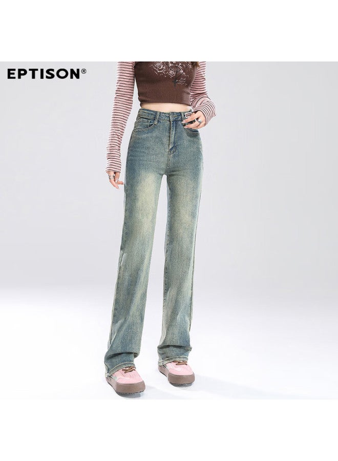 EPTISON Yipintiancheng Women's Vintage Baguette High-waist Straight-leg Jeans Autumn Slim Fit Versatile Comfortable Stretch Pants For Women - Image 3
