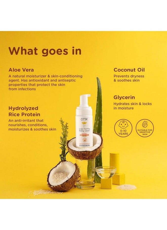 CITTA ’S Tender Foaming Baby Wash With Coconut & Aloe Vera ; Soothe Dry Itchy Skin ; Natural Baby Body Wash For Bath ; Skin Friendly Ph ; Dermatologically Tested ; 010 Years ; 150Ml  - Image 4