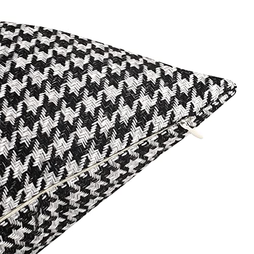 Yeiotsy 2pcs Houndstooth Throw Pillow Covers Geometric Cushion Case for Couch Sofa Bed and Chair Made of Cotton and Linen (18 X 18 Inches, Black) - Image 3