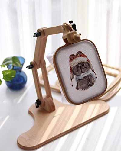 Nurge Adjustable Embroidery Table Stand, Cross Stitch Hoop Stand, Embroidery Hoop Holder. Hand Polished Natural Wood (190-4 Embroidery Stand) - Image 3