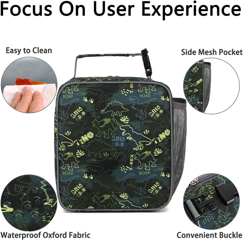 GYEUKHAM Lunch Box for Kids Boys Girls Men Women, Insulated Small Soft Cooler Lunch Bag Kit for School Work Picnic Travel - Reusable Portable lunchbox, Dinosaur - Image 4