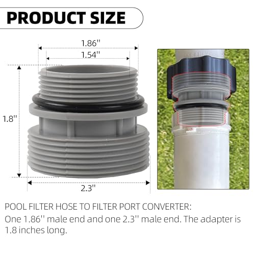 TonGass (2-Pack) 40mm to 1 1/2" Filter Hose Conversion Kit Above Ground Pool Adapter Connects 40mm Hoses to Standard 1 1/4" or 1 1/2" Filter Ports - Image 2