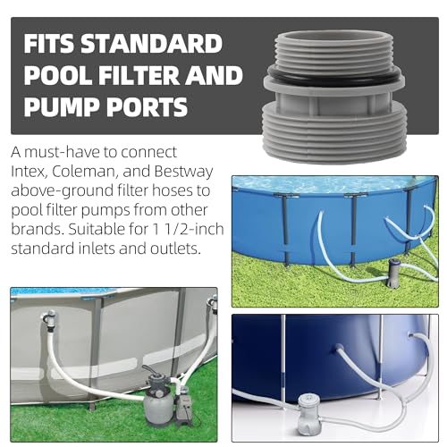 TonGass (2-Pack) 40mm to 1 1/2" Filter Hose Conversion Kit Above Ground Pool Adapter Connects 40mm Hoses to Standard 1 1/4" or 1 1/2" Filter Ports - Image 3
