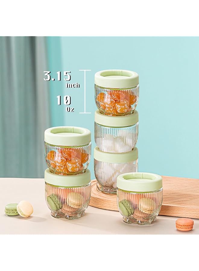 Excefore 6 Pack Stackable Glass Storage Jars With Unique Cat Claw Base   10 Oz Circular Kitchen Canisters For Dry Food, Coffee, Nuts   Eco Friendly, Dishwasher Safe - Image 2