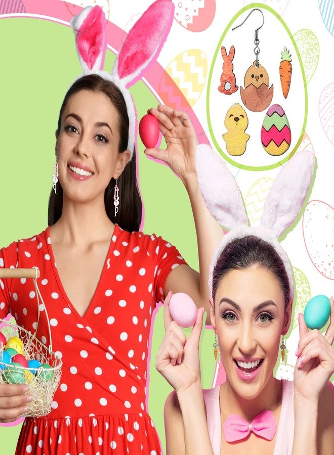 Nosiny 36 Pairs Easter Earrings Wood Easter Earrings for Women Rabbit Carrot Egg Jewelry Colorful Jewelry for Women holiday Gift, Wood, wood - Image 4