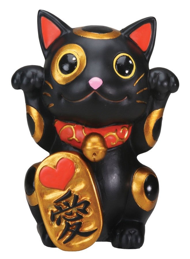 SUMMIT COLLECTION Black Maneki Neko Money Lucky Cat Chinese Japanese Statue - Image 1
