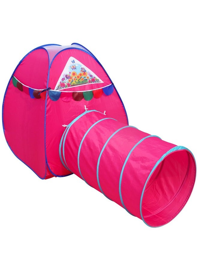 HomeCute Homecute Tunnel Tent for Kids, Kids Play Tunnel, Foldable Indoor & Out Door Crawl Through Tunnel for- Kids Toddler Babies Children, Tunnel Tent for Kids, Girls and Boys. (Tunnel with Igloo Tent Pink)  - Image 1