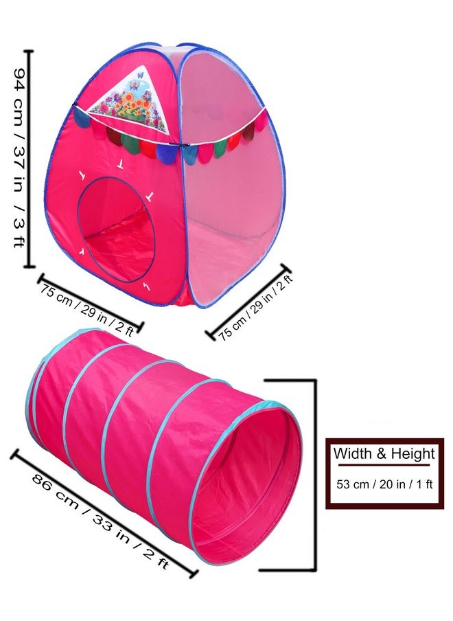 HomeCute Homecute Tunnel Tent for Kids, Kids Play Tunnel, Foldable Indoor & Out Door Crawl Through Tunnel for- Kids Toddler Babies Children, Tunnel Tent for Kids, Girls and Boys. (Tunnel with Igloo Tent Pink)  - Image 2