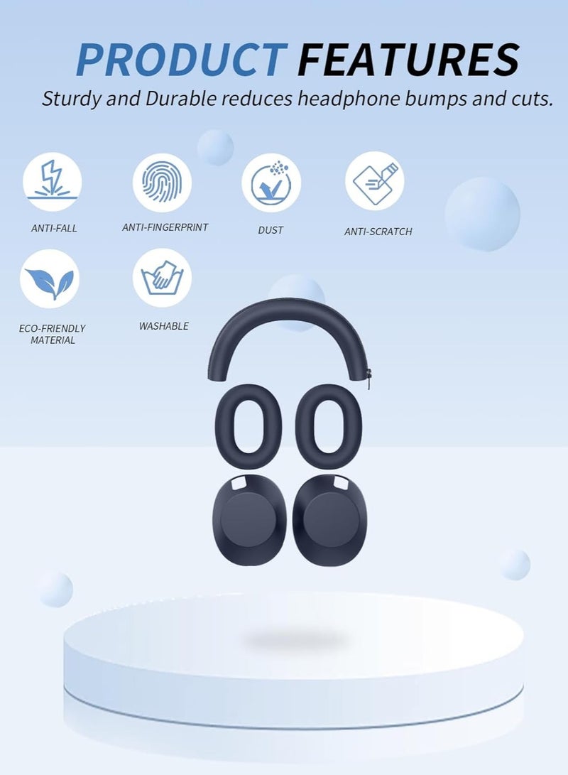 عام غطاء حماية لسماعات SONY WH-1000XM6 - مجموعة حماية شاملة 3 في 1: غطاء واقي، بدائل أغطية الأذن، غطاء عصابة الرأس، مقاوم للسقوط والعرق، سهل التركيب - Image 2