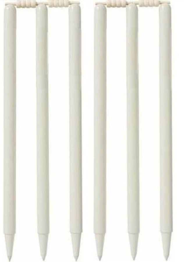 VINOX Cricket Wooden Spring Back Stump Set Wooden Wicket Set for Youth and Senior(White) (Pack of 2)