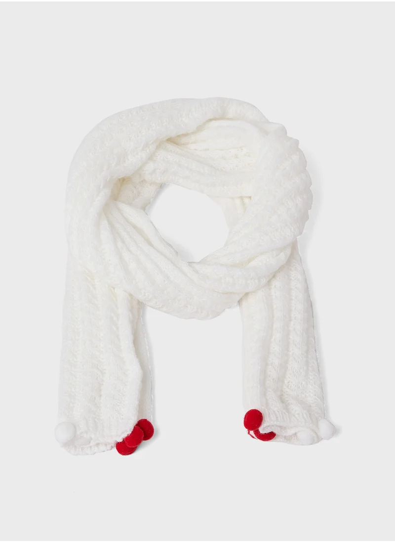 جينجر Winter Scarf With Pom Pom Detail