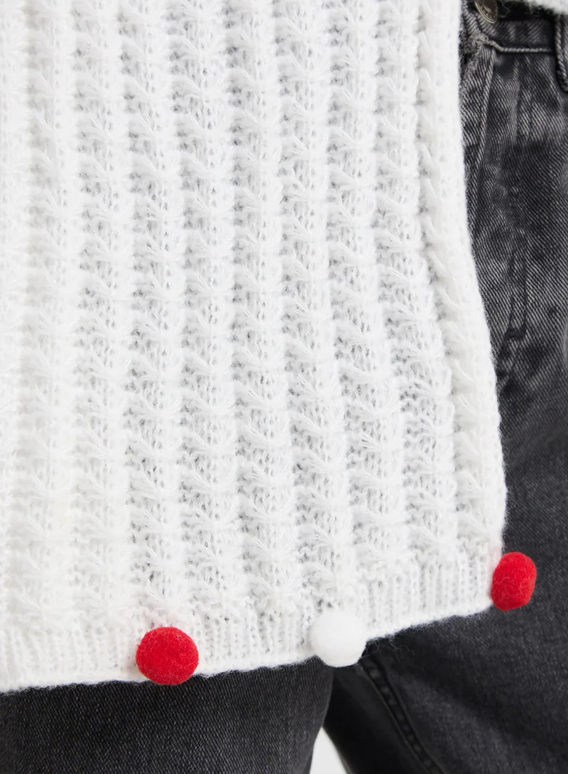 Ginger Winter Scarf With Pom Pom Detail