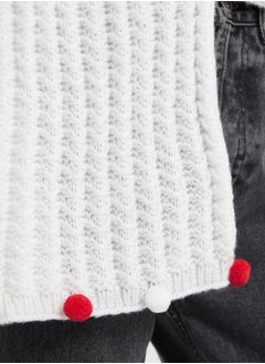 Ginger Winter Scarf With Pom Pom Detail  - Image 4