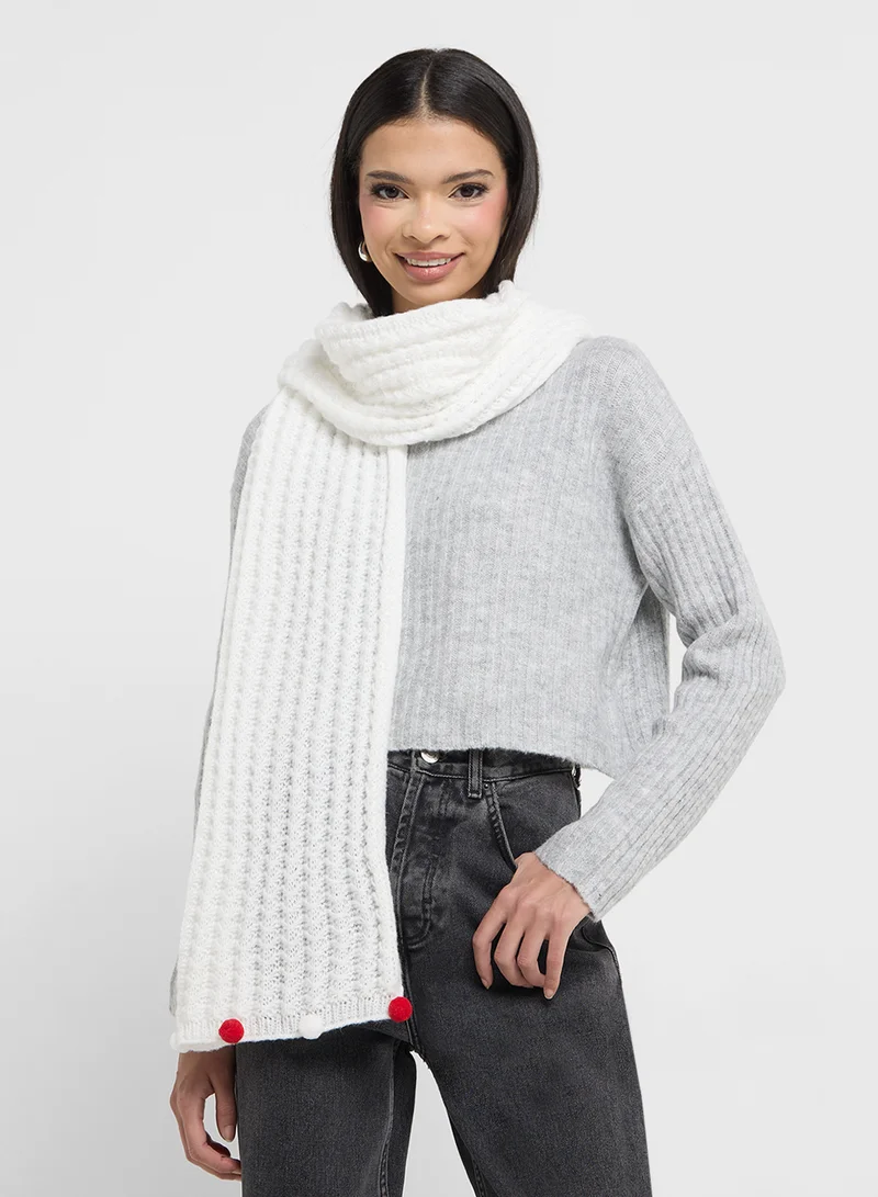 Ginger Winter Scarf With Pom Pom Detail