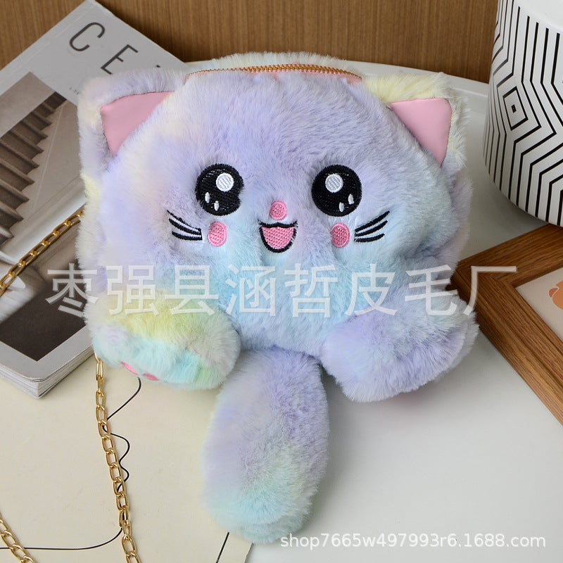 New Korean Cartoon Plush Coin Purse Cat Cute Doll School Bag Fashionable Soft Cute College Style Kitten Bag - Image 1