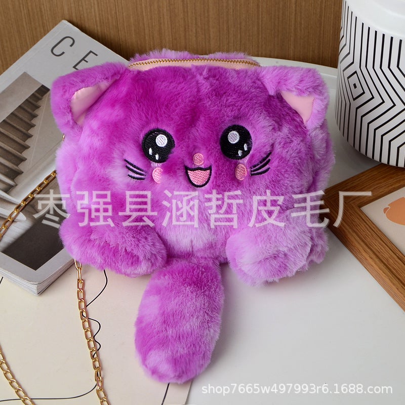 New Korean Cartoon Plush Coin Purse Cat Cute Doll School Bag Fashionable Soft Cute College Style Kitten Bag - Image 5