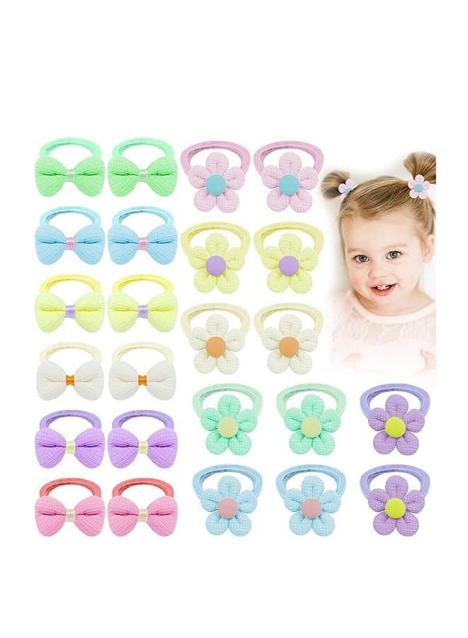 الوجبة 24 قطعة من ربطات شعر الفتيات اللطيفة، إكسسوارات شعر الأطفال الصغار، ربطات شعر الأطفال، ربطات شعر قطنية للأطفال مع فيونكات وأزهار، ربطات شعر ناعمة بدون درزات للأطفال الصغار، ربطات شعر مرنة على شكل زهور جميلة، حامل ذيل حصان كبير للفتيات والأطفال ذوي الشعر الكثيف والرفيع بدون تلف إكسسوارات الشعر - Image 1