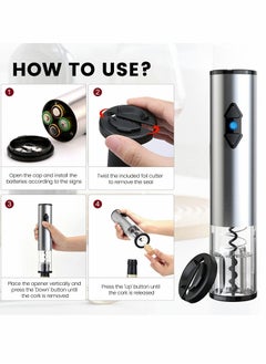 Excefore Electric Bottle Opener, Bottle Cutter Kit, Battery Operated Corkscrew Cordless Bottle Opener Kits Professional Can Opener with Foil Cutter for Party Bar, Battery Powered  - Image 3