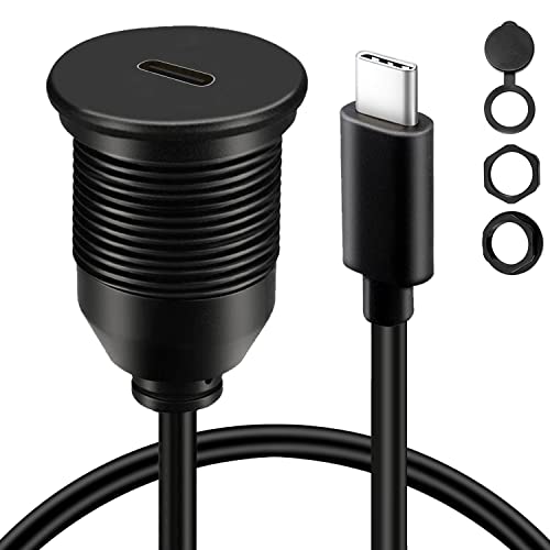 BATIGE Single Port Type C 3.1 Car Flush Mount Cable USB C 3.1 Panel Mount Male to Female Extension Cable for Car Truck Boat Motorcycle 3ft - Image 1