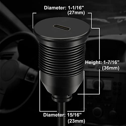 BATIGE Single Port Type C 3.1 Car Flush Mount Cable USB C 3.1 Panel Mount Male to Female Extension Cable for Car Truck Boat Motorcycle 3ft - Image 4