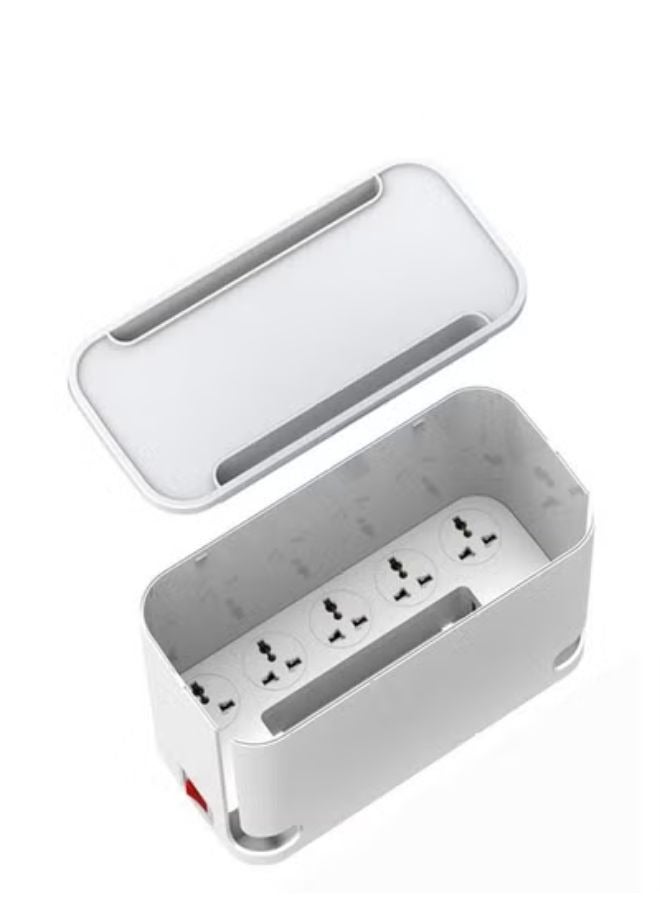 LDNIO 3-in-1 Power Extension Cord and Cable Management Box, 5 Universal Outlets 3 USB with Tablet Stand 2M Cables Power Strips, Elegant Organizer Box for Child and pet Protection, and Stylish Desktop - Image 1